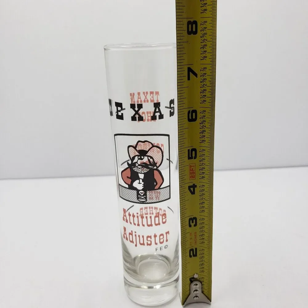 Vintage Texas Size Shot Glass Texan Cowboy Shooter Attitude Adjuster Tall